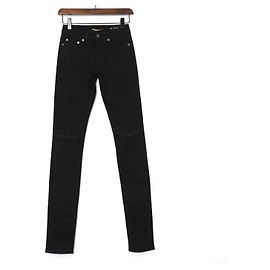 Saint Laurent Pantaloni in denim neri da donna Nero
