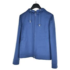 Loro Piana Sweat à capuche zippé en cachemire Bleu