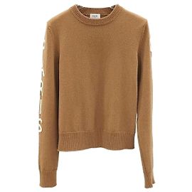 Céline Crewneck-Strickpullover aus Kamelwolle und Kaschmir Orange