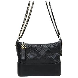 Chanel Borsa Hobo Gabrielle Medium Nera con Hardware Oro Nero