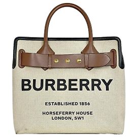 Burberry Bolso Tote de Lona Estampada Hospery Medium Castaño