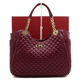 Salvatore Ferragamo Sac tote de couro roxo com logotipo Gancini e corrente Roxo