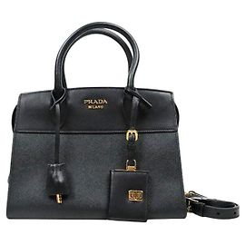Prada Black Saffiano Esplanade Tote Bag Black