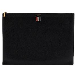 Thom Browne Black Pebble Grain Large Clutch Bag Black