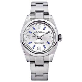 Rolex Oyster Perpetual Silver Arabic Blue Silvery
