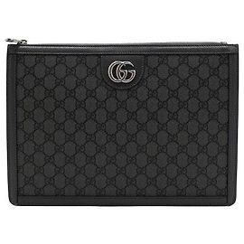 Gucci Gray GG Portfolio Case Clutch Bag Brown