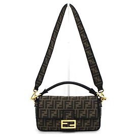 Fendi Medium Baguette Canvas Top Handle Tote Bag Brown