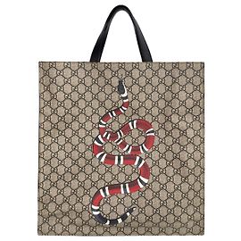 Gucci Große Kingsnake Soft Vertical Tote Bag Braun