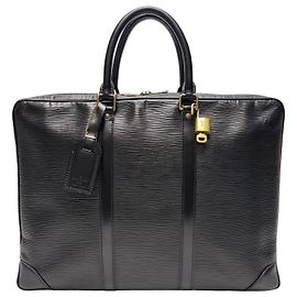 Louis Vuitton Epi Document Bag Black Briefcase Black