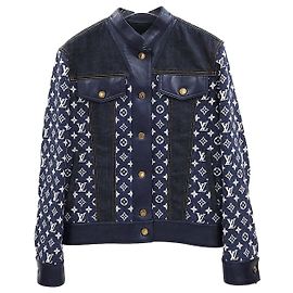 Louis Vuitton Monogram Leather Denim Jacket Black