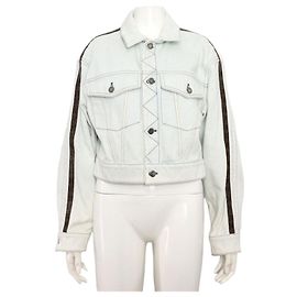 Louis Vuitton Monogram Trimming Pocket Women's Denim Jacket Silvery