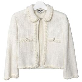 Chanel CC Logo Button Jacket White White