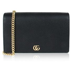 Gucci Mini bolsa de corrente em couro GG Marmont Preto