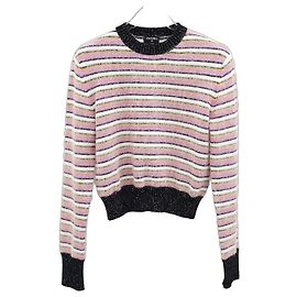 Chanel Rosa gestreifter Strickpullover Pink