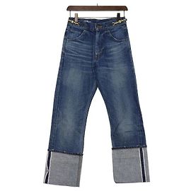 Céline Denim-Jeans mit goldfarbener Kette verziert Blau