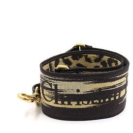 Dior Leopard Embroidery Ring Shoulder Strap Black