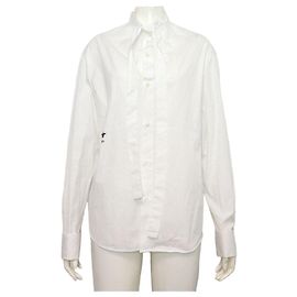 Dior Blusa de popelina de algodón con lazo Ascot para mujer Blanco