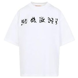 Marni Baumwoll-T-Shirt mit Logo-Print Weiß