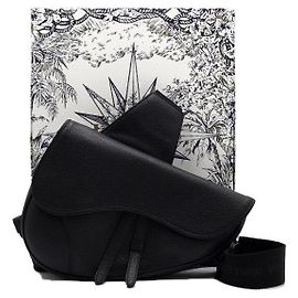 Dior Borsa a tracolla e borsa a spalla da uomo in pelle di vitello granulata nera Nero