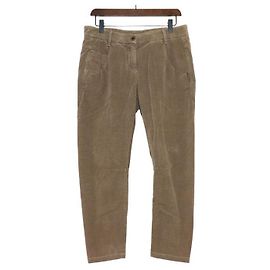 Brunello Cucinelli Pantalones de pana de algodón beige para mujer Castaño