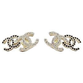 Chanel Orecchini Double CC Logo Crystal Argento