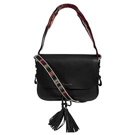 Dior Bolsa Tote de Ombro em Couro Rodeo com Aba e Tassel para Mulher Preto Preto
