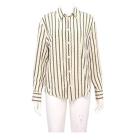 Céline Camicia ampia in seta da donna Vanilla Brown Bianco