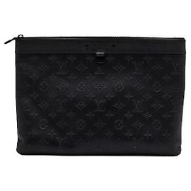 Louis Vuitton Pochette Monogram Shadow Apollo Clutch Bag Schwarz
