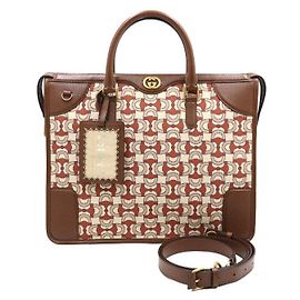 Gucci Valigetta e Borsa Tote con Morsetto in Jacquard Interlock e Borsa a Spalla Multicolore