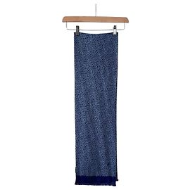 Hermès Cachecol reversível de seda Chandal Check Azul Cinza Azul