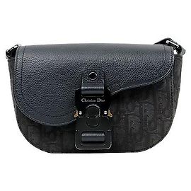 Dior Mini borsa a tracolla Oblique Saddle nera Nero