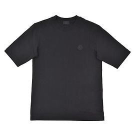 Moncler Baumwoll-T-Shirt mit Silikon-Logo-Patch Schwarz