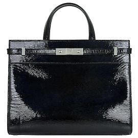 Saint Laurent Manhattan Top Handle Bag Klein Schwarz Lackleder Schwarz