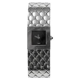 Chanel Relógio de aço matelassé Preto