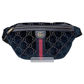 Gucci GG Logo Samt-Hüfttasche Schwarz Schwarz