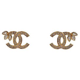 Chanel Boucles d'oreilles fleurs en cristal Doré