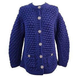 Chanel Strickjacke mit Zopfmuster Blau