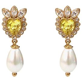 Gucci Orecchini Cubic Heart Pearl Drop Gold D'oro
