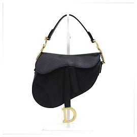 Dior Mini borsa tote Saddle in pelle di vitello granulata nera Nero