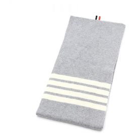 Thom Browne Sciarpa in cashmere a righe diagonali grigie Marrone