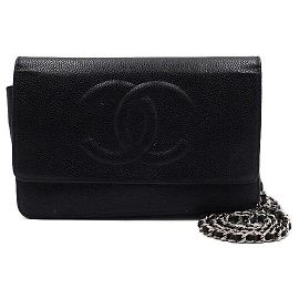 Chanel Carteira com corrente Timeless em Caviar preto Preto