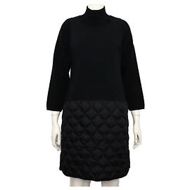 Moncler Vestido acolchoado preto para mulher com conjunto de malha de lã Preto