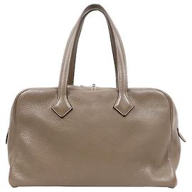 Hermès Bolsa Tote Victoria II Etoupe com Selo Marrom