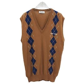 Miu Miu Strickweste aus Kaschmir mit Intarsienmuster Braun
