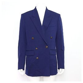 Balenciaga Stretch Tailored Twill Wool Double Jacket Blue
