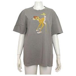 Miu Miu Camiseta de algodão cinza Disney Bambi Butterfly com bordado para mulher Marrom