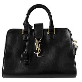 Saint Laurent Bolsa Tote Baby de Couro Monogram Shoulder Bag Preta Preto