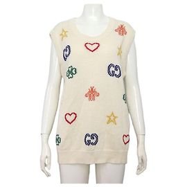 Gucci Unisex Strickweste mit Symbol Logo Weiß