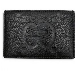 Tarjetero maxi GG en piel granulada negra Gucci Negro