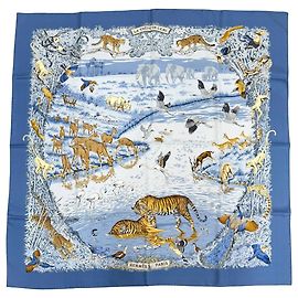 Hermès Sciarpa in seta Hermes La Trêve de L'Eau Blu Multicolore
